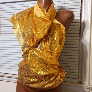 Gold Sequin lama Scarf/Wrap